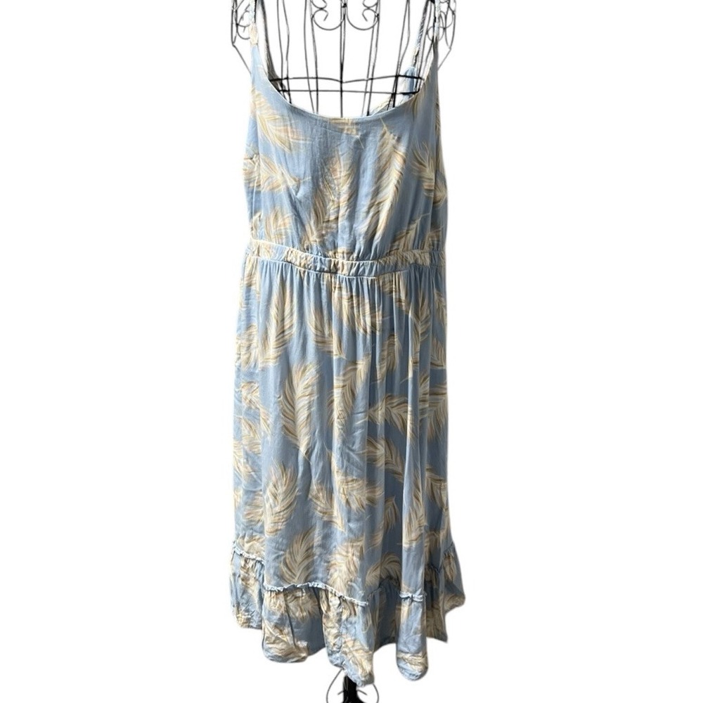 Torrid Babydoll Sundress 3 Light Blue Tropical Print Braided Straps‎ Ties